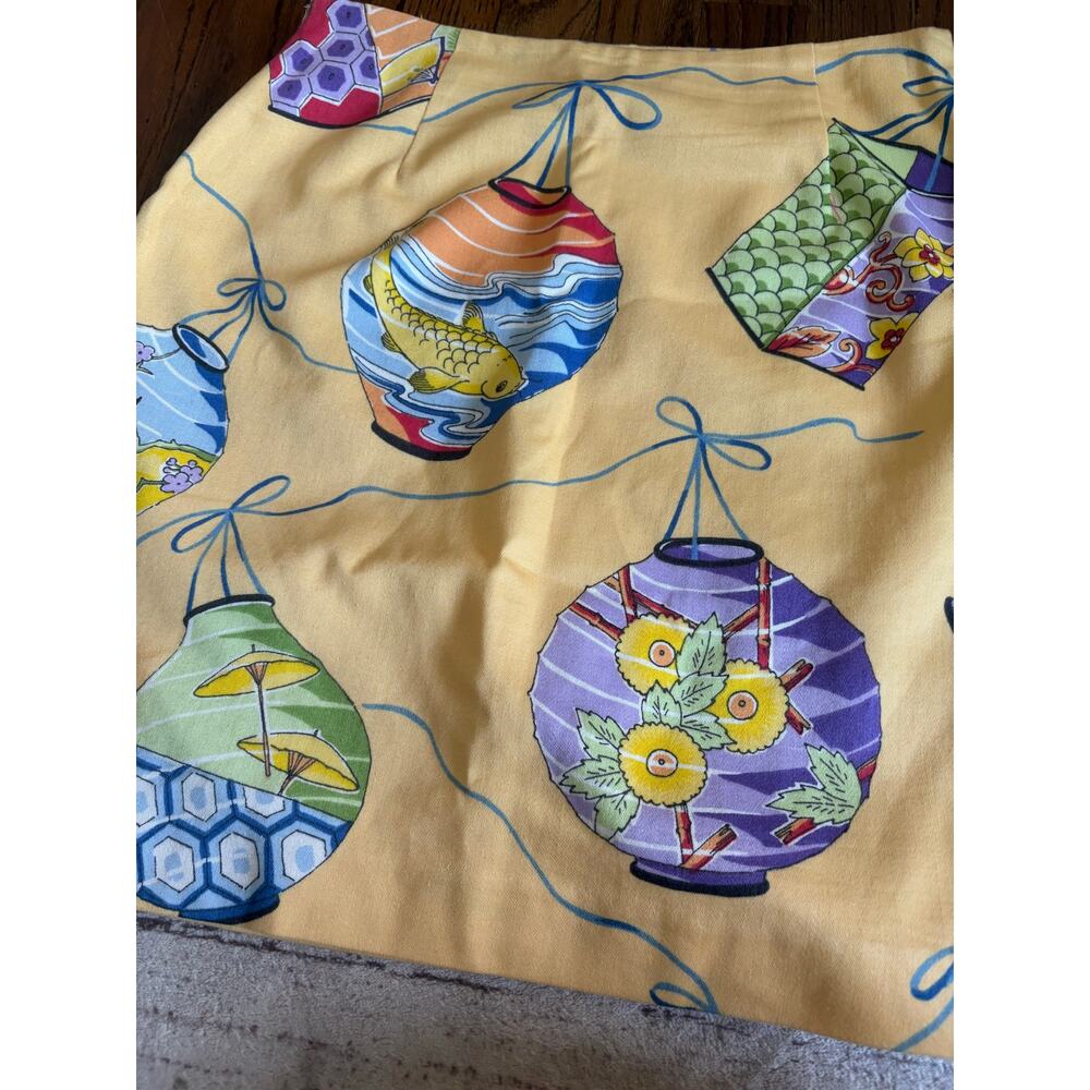 Patricia Paris Designs Mini Skirt Koi Fish Paper Lanterns Yellow Size 6 Rare - Picture 3 of 6